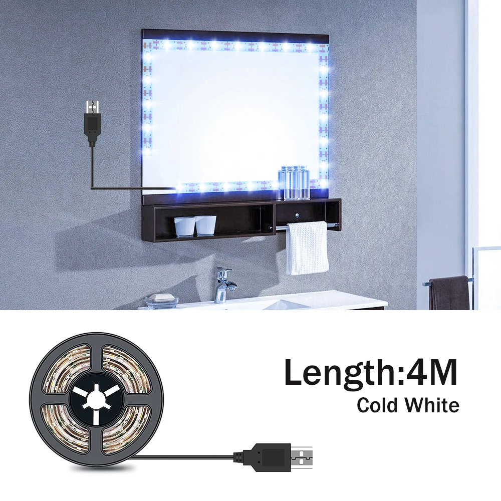 LED Makeup Vanity Mirror Light Strip Bathroom Bulb Dressing Table Wall Lamp Led Night Light For Room Cosmetic Mirrors Decorative