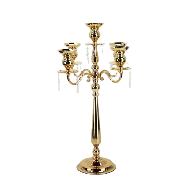 5 arms candelabra centerpieces gold decorative candle stick holder 5 Arms Wedding Center Pieces Crystal Candle for dining table