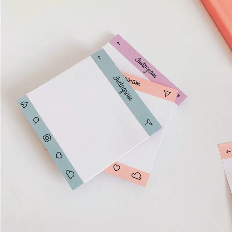 50 Sheet Cute INS Note Paper Small Memo Pad Pink Purple Blue Creative Message Day Week Planner Sticker School Office Stationery