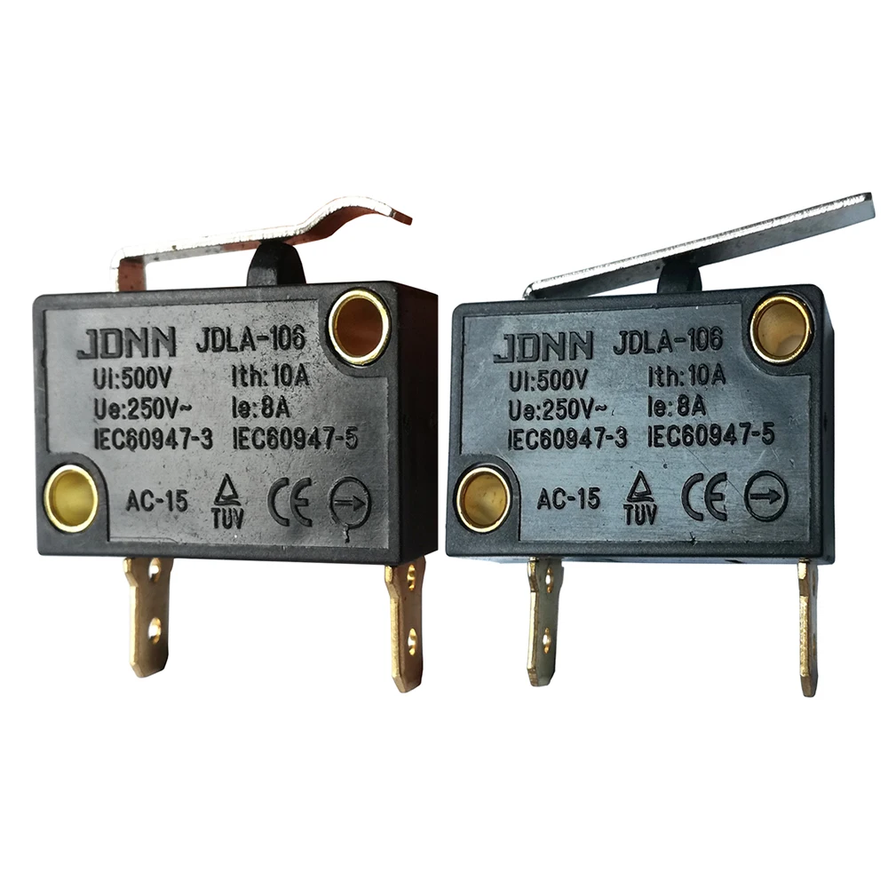 JDNN JDLA-106 Straight Long Lever Bend Long Arm Micro Switches Microswitch 80A 250V 2 Pins, 2-Pack