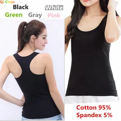 2026 Women Black Cotton Tank Summer Breathable Sling Vest Singlet Sport Casual Tee Shirt Soft Undershirt Slim Bustier Tees XXL