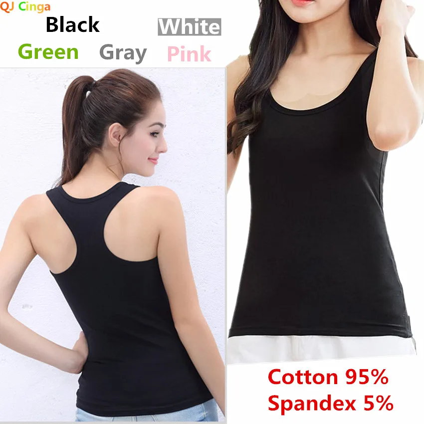 White Black Women Cotton Tank Summer Breathable Sling Vest Singlet Sport Casual Tee Shirt Soft Undershirt Slim Bustier Tees XXL