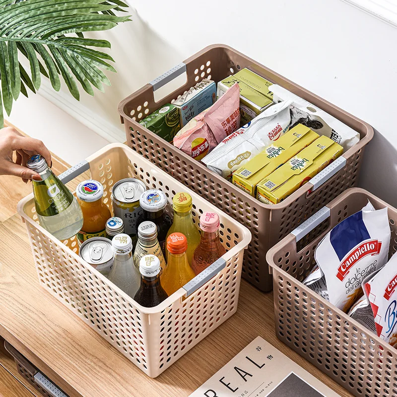 Desk Plastic Hollow Storage Basket Container Bathroom Dirty Laundry Baskets Kitchen Cabinet Organizer for Small Things Toy Box