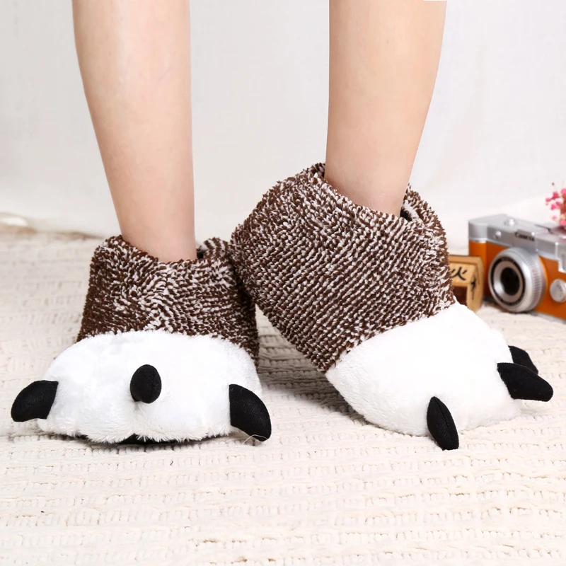 2022 Winter Warm Soft Indoor Floor Slippers Women Men Children Shoes Paw Funny Animal Christmas Monster Dinosaur Claw Plush Home