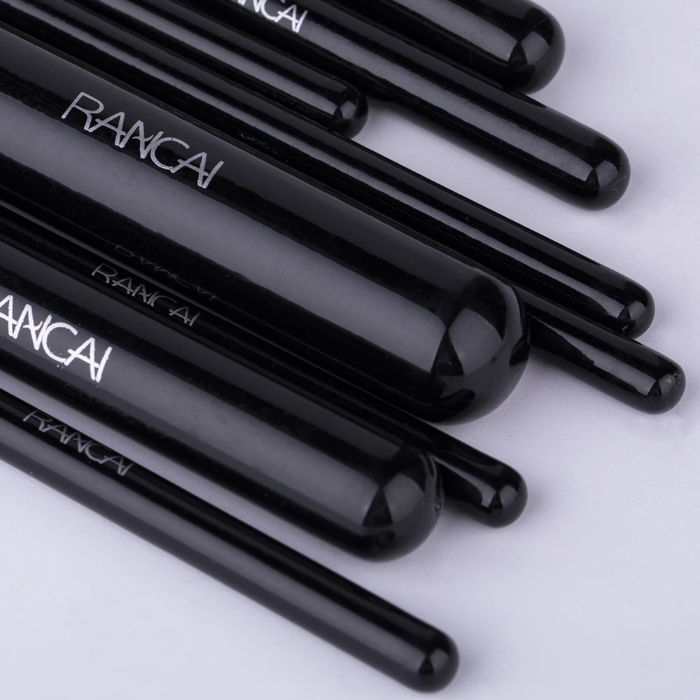 RANCAI Luxurious 9pcs Makeup Brushes set Powder Foundation Blusher Eyeshadow Brush Kabuki Cosmetics Tools+ Leather Case