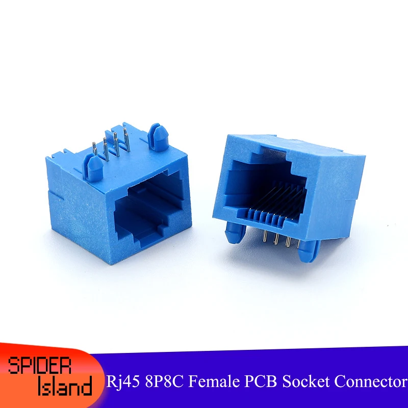 

Blue Rj45 Connector 8P8C 1X1New rj 45 Network Card Socket for Plastic Navy 90 Degree 8P Slot New