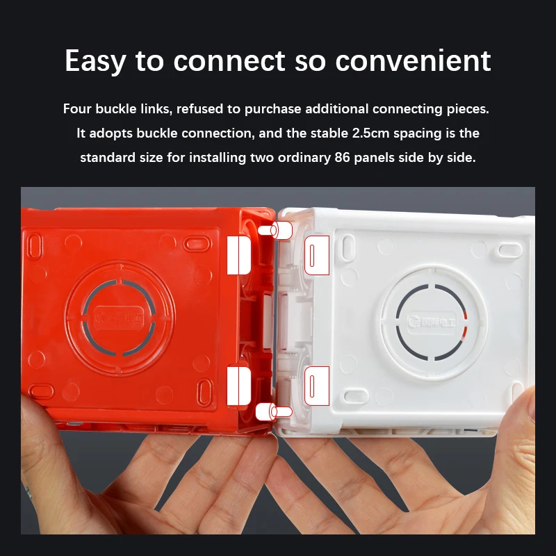 Flame Retardant Cassette Concealed Wiring Bottom Box Easy To Connect Universal Junction Box for 86 Type Wall Switch Socket