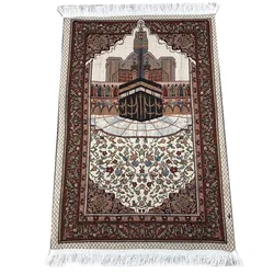 Tapis de prière musulman avec motif vintage, tapis tressé islamique, tapis Eid, décor à pampilles, polymères