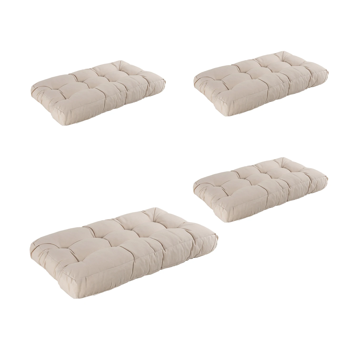 4 Pack seat cushions for pallet | Size: 80x120x16 cm | Cream Lux | Water repellent, outdoor cushions, garden cushion, outdoor pillows, pallet sofas cushions, pallet cushions