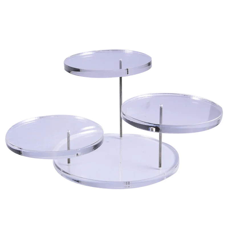 3 Layers Round Acrylic Jewelry Display Stand Necklace Earring Ring Show Rack