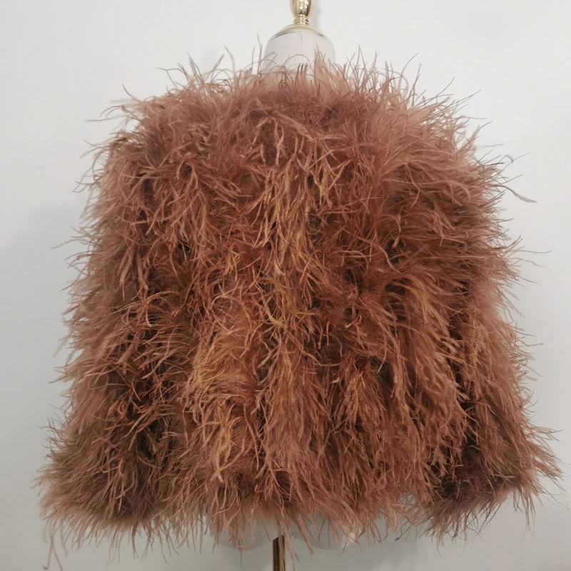 Winter Ostrich feathe Jacket Feather Coat Casual Long-sleeved Australia Imported feathe Jacket Ladies Nightclub Coat