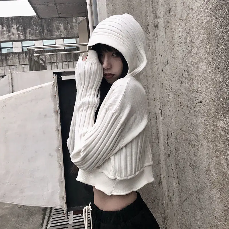 Cardigan Women Chic Slim Soft Street Wear Single Breasted White Sweater Ladies Trendy Solid Leisure Hip Hop Stretchy  Ins