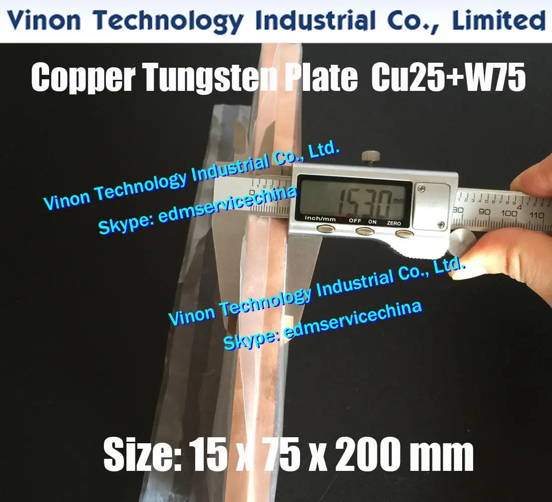 

(1 шт. в упаковке) 15x75x20 0 мм медная Вольфрамовая Пластина CuW75 (W75 + Cu25), edm вольфрамовый медный электрод W75, электрическая искра Вольфрамовая медь