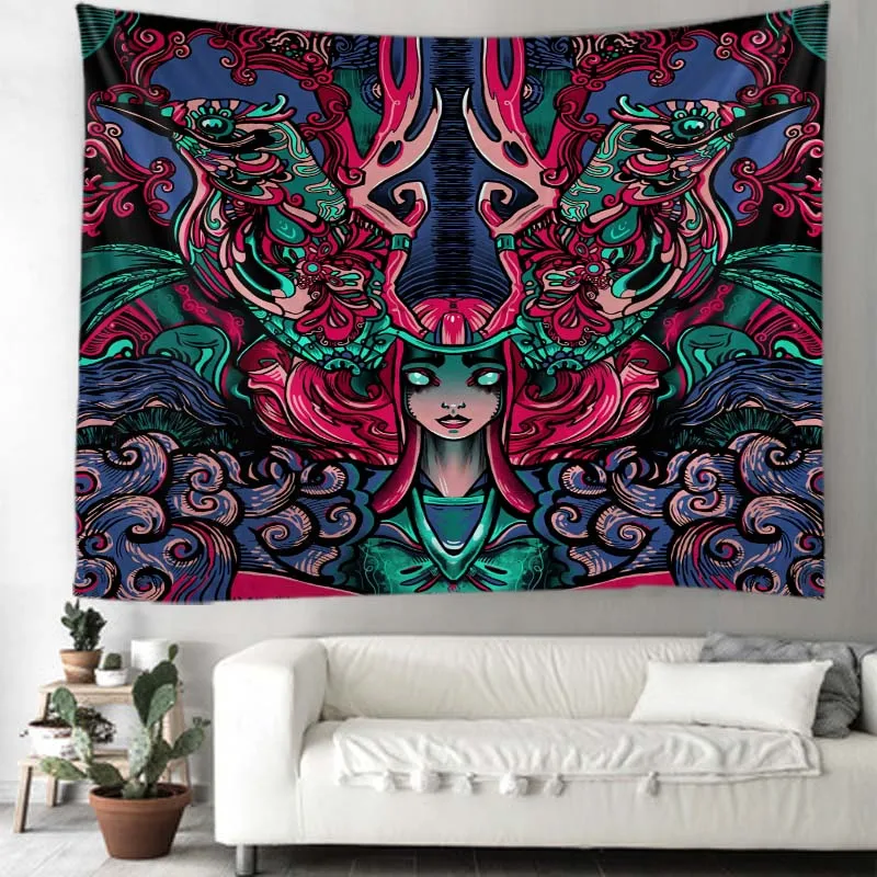 

Tapestry dazzling visual art aesthetics wall hanging psychedelic hippie Tapiz living room bedroom dormitory wall decoration