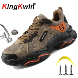 Men's Fashion Work Safety Shoes Lightweight Comfortable Indestructible Work Boots Steel Toe Anti-smash Anti-puncture Shoes