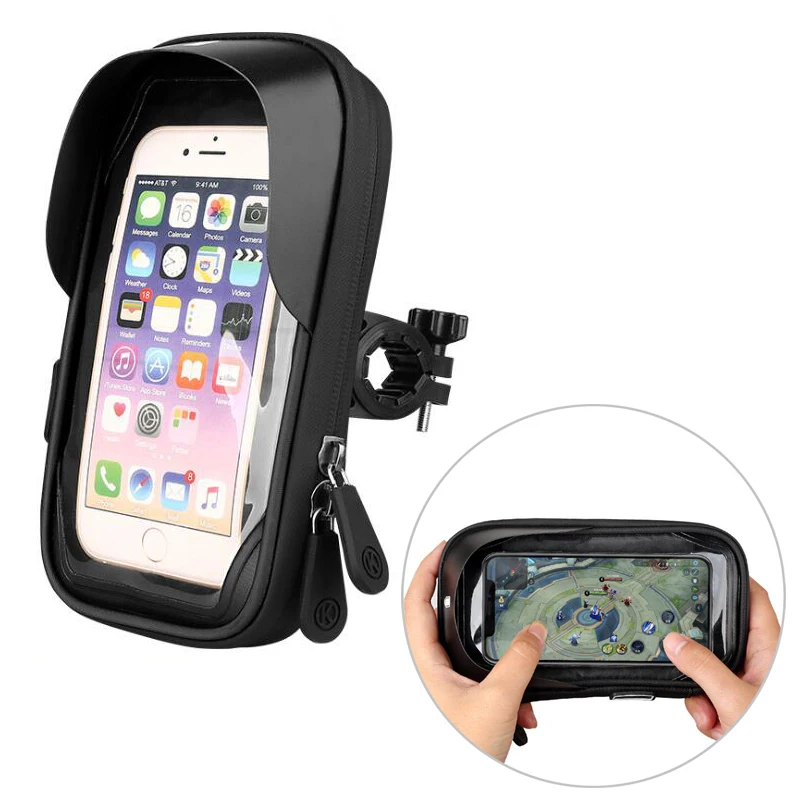 Untoom Waterproof Bike Bicycle Phone Mount Bag Case Motorcycle Handlebar Phone Holder Stand for 4.5-6.4 Inch Mobile Cell Phones