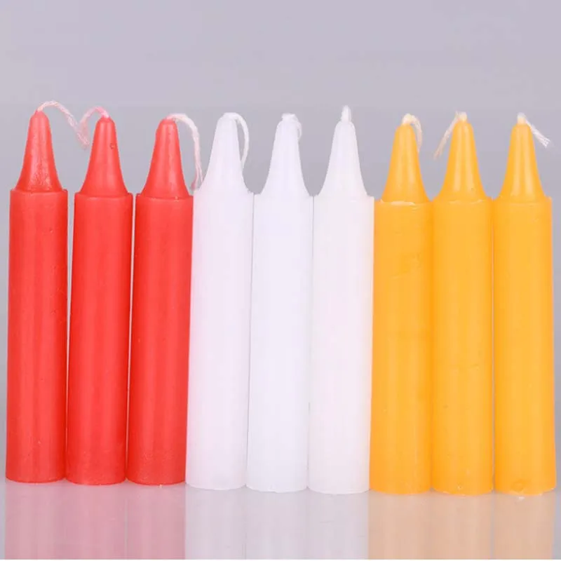 100 sztuk/partia 7.5cm świece domowe do czczenia boga bogactwa budda przedszkole eksperymentalne zapakowane krótka świeca