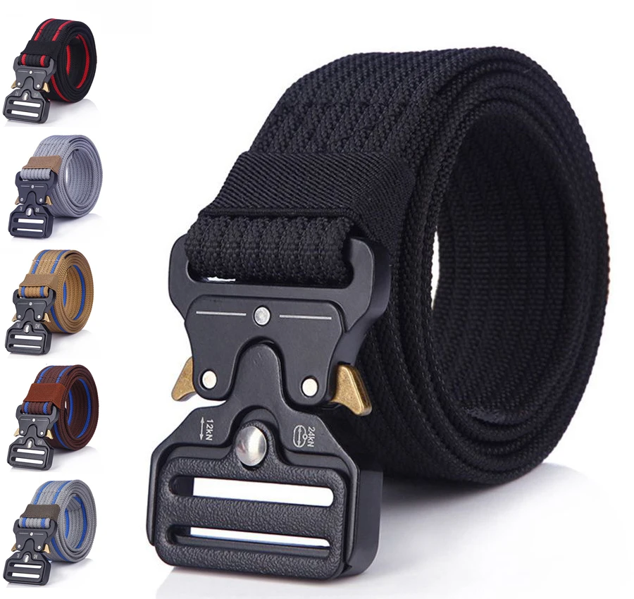 38mm Width Belts For Men Tactical Belt Metal Quick Release Buckle Adjustable Mens Outdoor Training Waist Belt