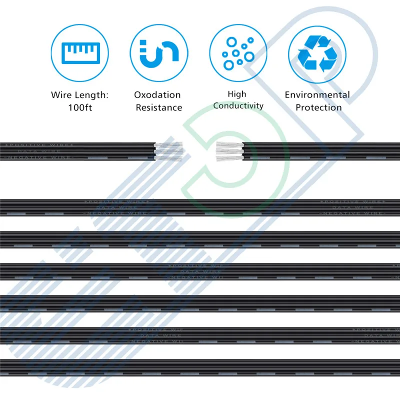 3 Pin Core Flat Ribbon Wire Extension Cable Extend Bare Wire For 2835 5050 RGB LED Strip