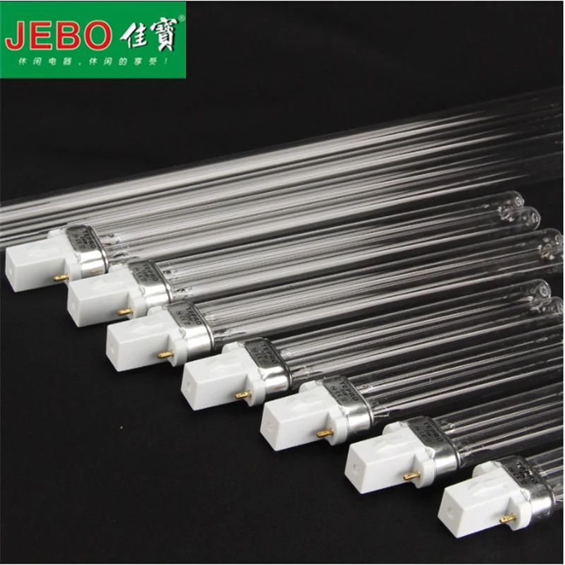 JEBO-UV Tubo de luz esterilizador, 2 Pin G23 Base Linear Twin Tube, UV-C Lâmpada Ultravioleta Germicida, Watts