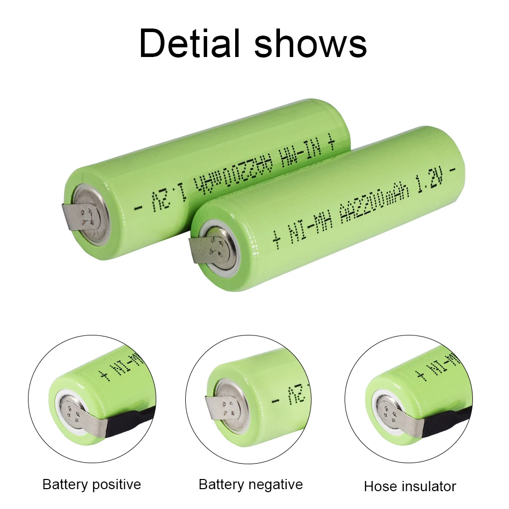 PALO AA Rechargeable Battery 1.2V 2200mAh NiMH AA Battery With Welding Tabs for Philips Electric Shaver Razor Toothbrush Light