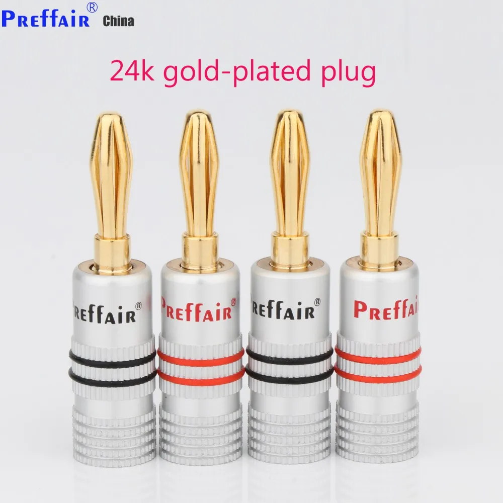 Preffair BA1468 4mm cerrado tornillo 24K chapado en oro conector tipo Banana para altavoz conectores para cable de altavoz de la pared Placa de adaptador de extensión