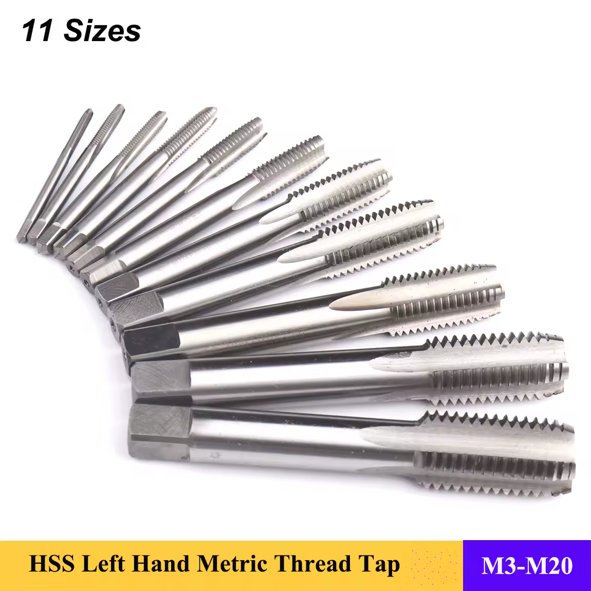 Grifo de rosca métrica izquierda, broca de tornillo HSS M3 M4 M5 M6 M8 M10 M12 M14 M16 M18 M20, grifo de enchufe de vástago recto, 1 ud.