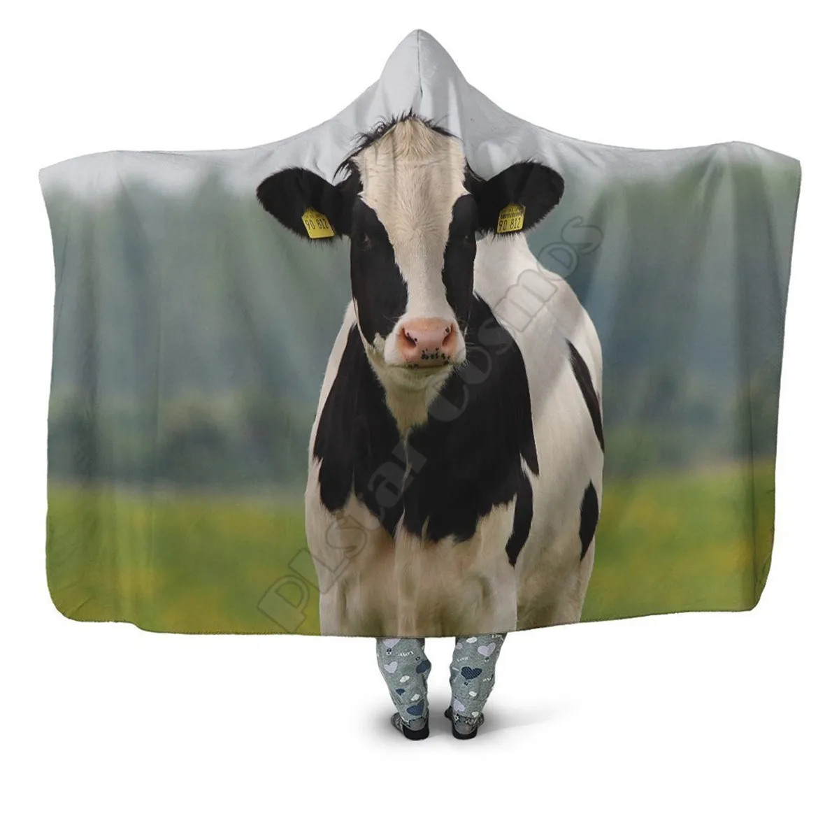 

Dutch Cow 3d Printed Hooded Blanket Adult Kids Sherpa Fleece Blanket Cuddle Offices in Cold Weather Gorgeous