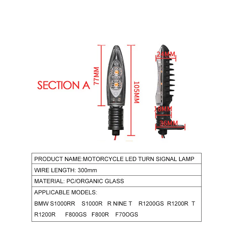 LED Turn Signal Indicator Light Motorcycle Accessories Turn Signal Suitable BMW S1000RR S1000R R NINE T R1200R F800GS