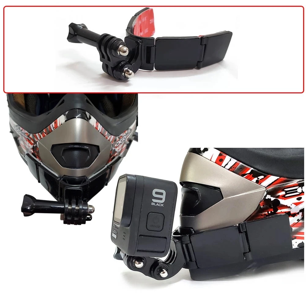 TUYU supporto per montaggio su mento per casco integrale per GoPro Hero 12 11 10 9 DJI Insta360 cinturino per fotocamera accessorio per montaggio sul mento anteriore Flodable