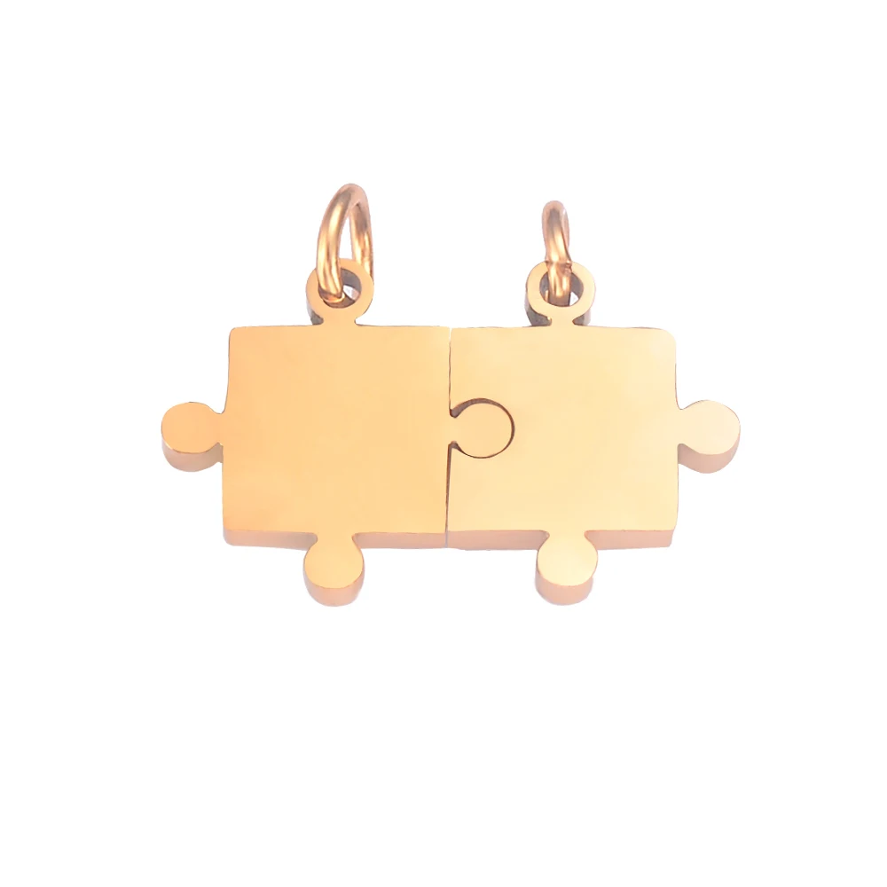 5er-Set (10 Stück) Puzzle-Edelstahl-Anhänger für die Schmuckherstellung, Großhandel-Anhänger für Halsketten, Armbänder, DIY-Schmuck und Bastelarbeiten – Detail 3