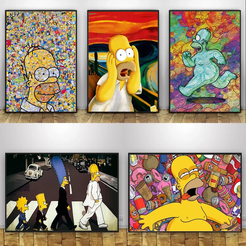 Classic Anime Simpsoning Canvas Painting Wall Art Pictures Cartoon Posters and Prints for Living Kids Bedroom Home Decoration