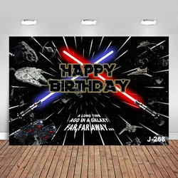 Outer Space Themed Birthday Party Backdrop for Boys Kids Galaxy Universe War Photography Background Black Star Custom Banner