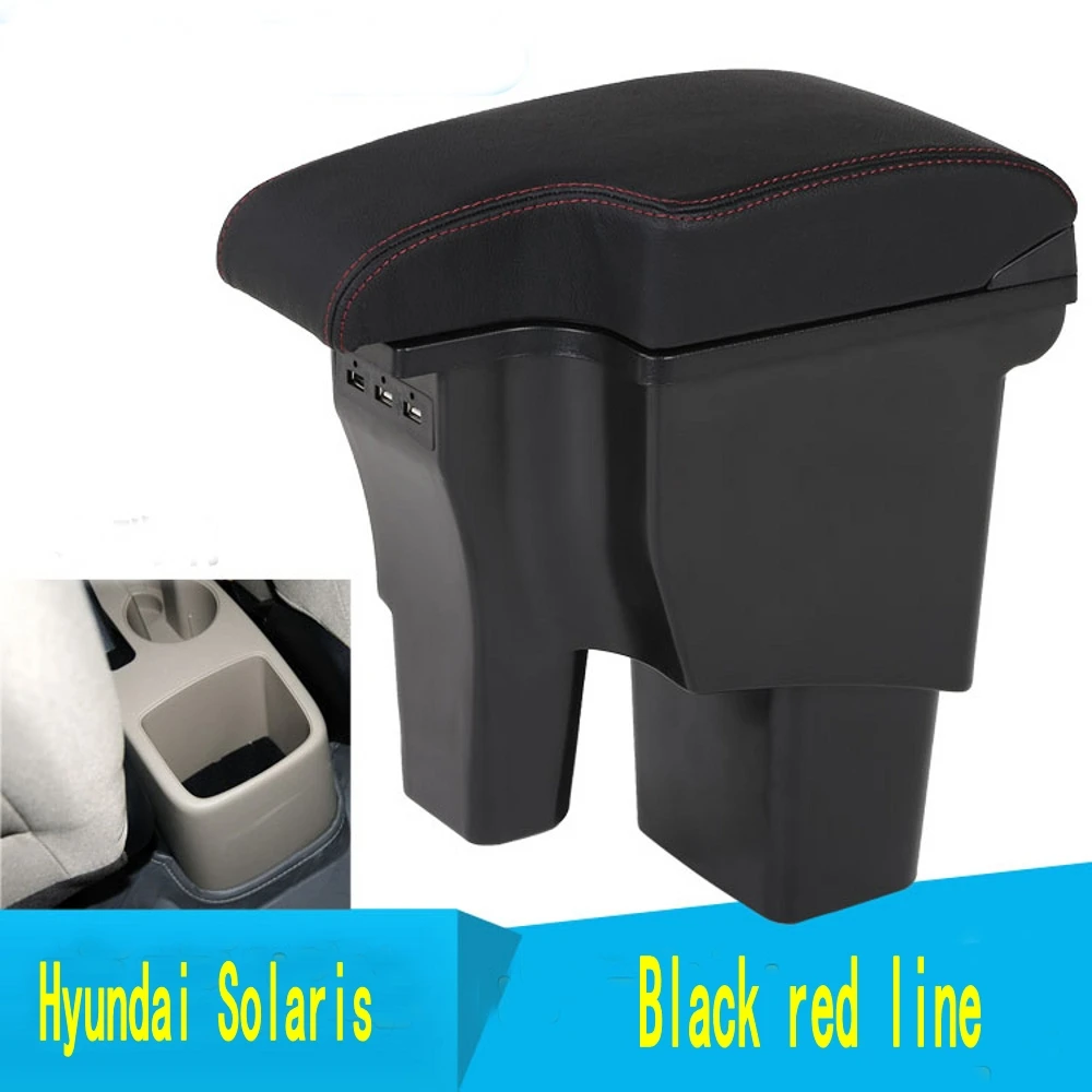 for Hyundai Solaris I armrest box universal car center console caja modification accessories double raised with USB