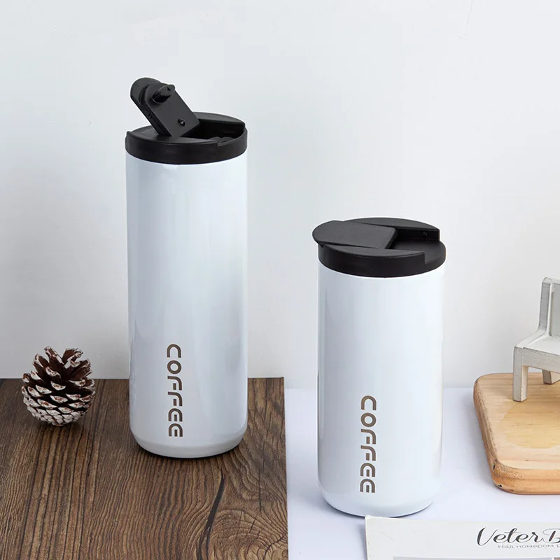 400ml/550ml Double Stainless Steel 304 Coffee Mug Leak-Proof Thermos Mug Travel Thermal Cup Water Bottle Gradient color ins