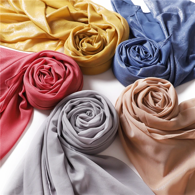 

Bubble chiffon whole glitter plain solid shawls headband hijab summer muslim wraps women scarves/scarf 10pcs