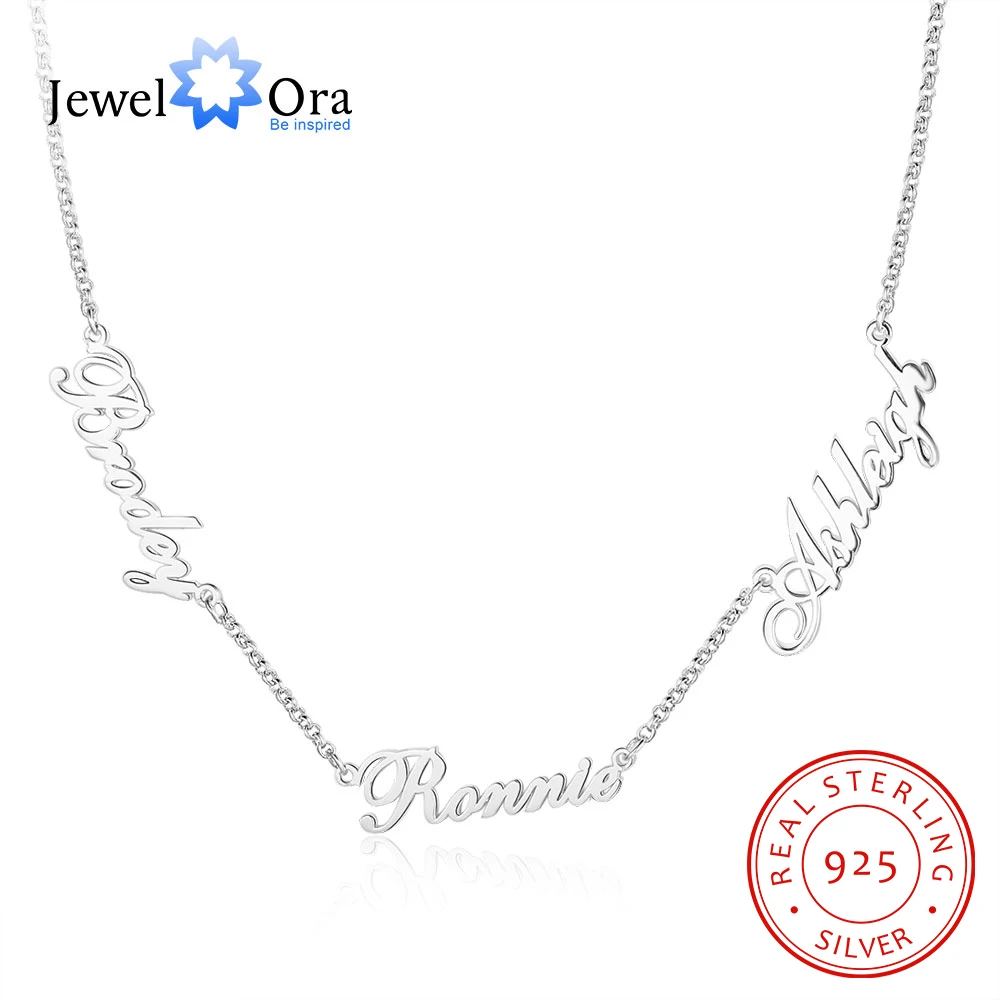 

JewelOra Customized 925 Sterling Silver 3 Names Necklaces for Women Personalized Letter Nameplate S925 Fine Jewelry Custom Gifts