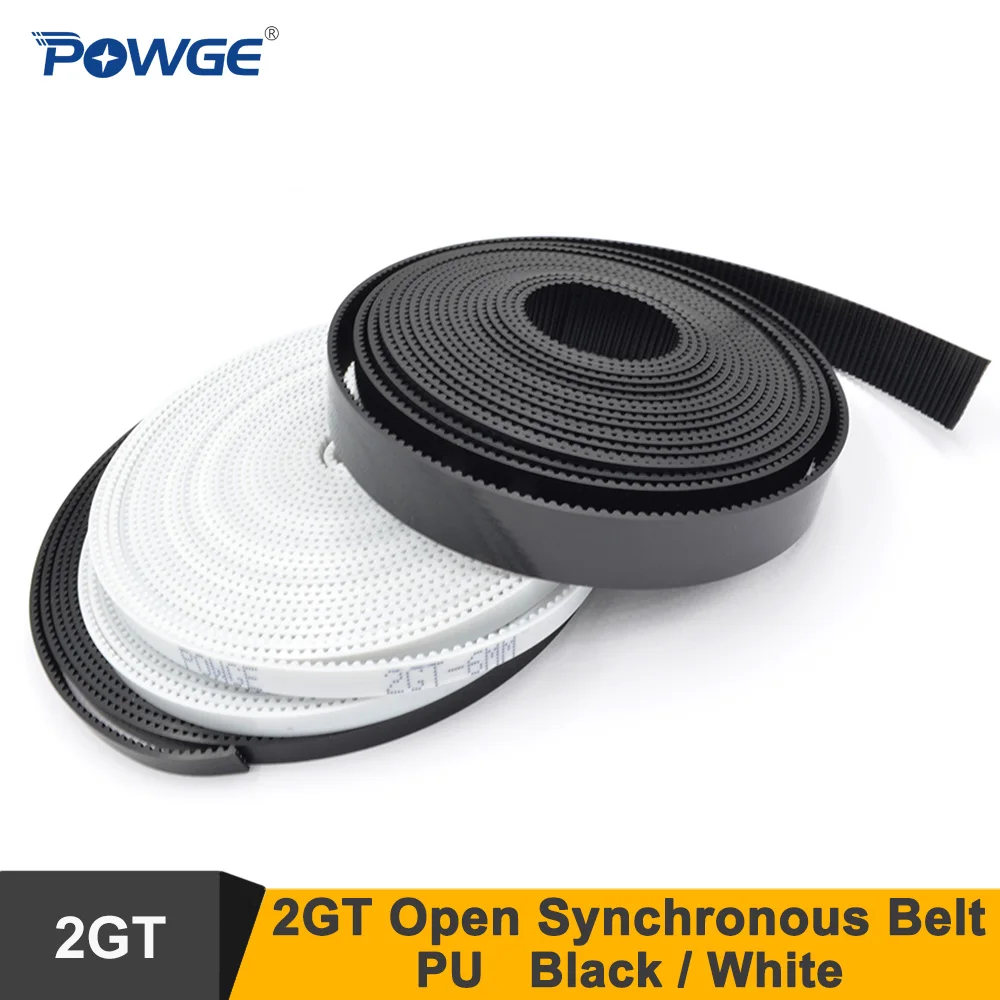 

POWGE 5meters GT2 Timing Belt W=6/9/10/15mm PU With Steel Core 2GT Synchronous Open Belt Fit GT2 Pulley 3D Printer Accessory