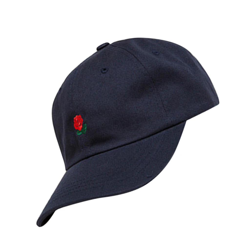 Men Women Floral Rose Embroidered Dad Hat Baseball Cap Canvas Adjustable Peaked Cotton Headwear