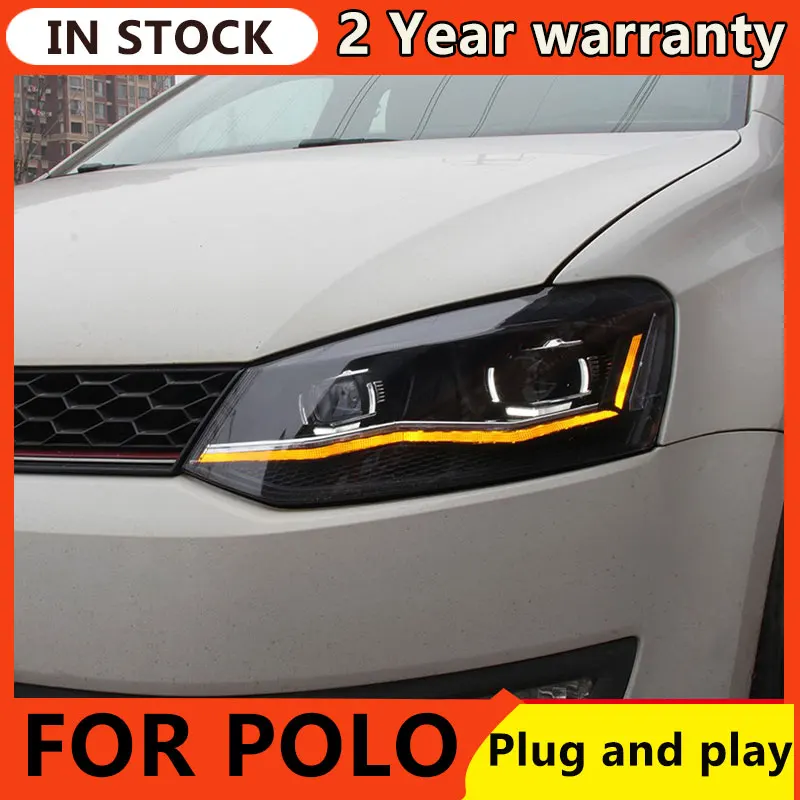 Headlights For Car VW POLO 2010-2018 POLO DRL Day Running Light Head Lamp LED Bi Xenon Bulb Fog Lights Tuning Car Accessory