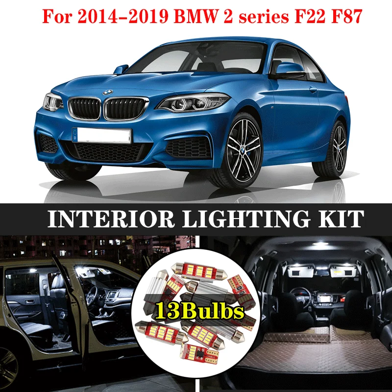 ZXCXZ 13 قطعة Canbus LED مصباح مصابيح سيارة حزمة الداخلية عدة ل 2014-2019 BMW 2 سلسلة F22 F87 خريطة قبة جذع الباب لوحة ضوء