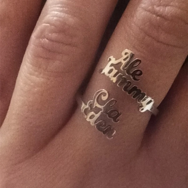 Custom Cursive Name Adjustable Ring Personalized Script Name Rings For Women Couple Name Ring Jewelry Mom Sisters Best Gifts