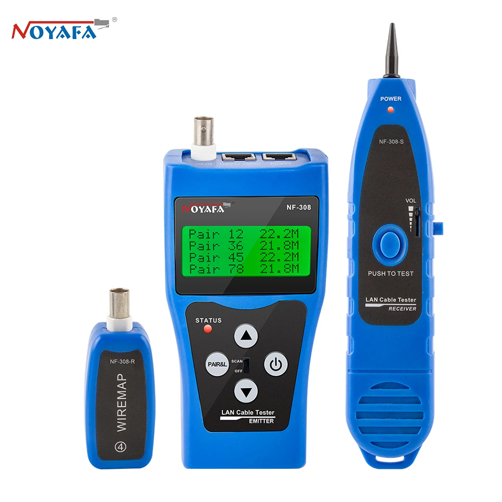 

NOYAFA NF-308 Measure Network LAN Cable Length Cable Continuity Test Wire Tracker RJ45 RJ11 Ethernet USB BNC Cable Tester