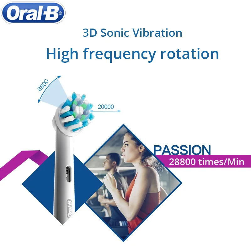 ของแท้ Oral-B 3D Sonic Electric แปรงสีฟัน CrossAction ทำความสะอาดสมาร์ทอิเล็กทรอนิกส์ชาร์จไฟ IPX7กันน้ำแปรงฟัน