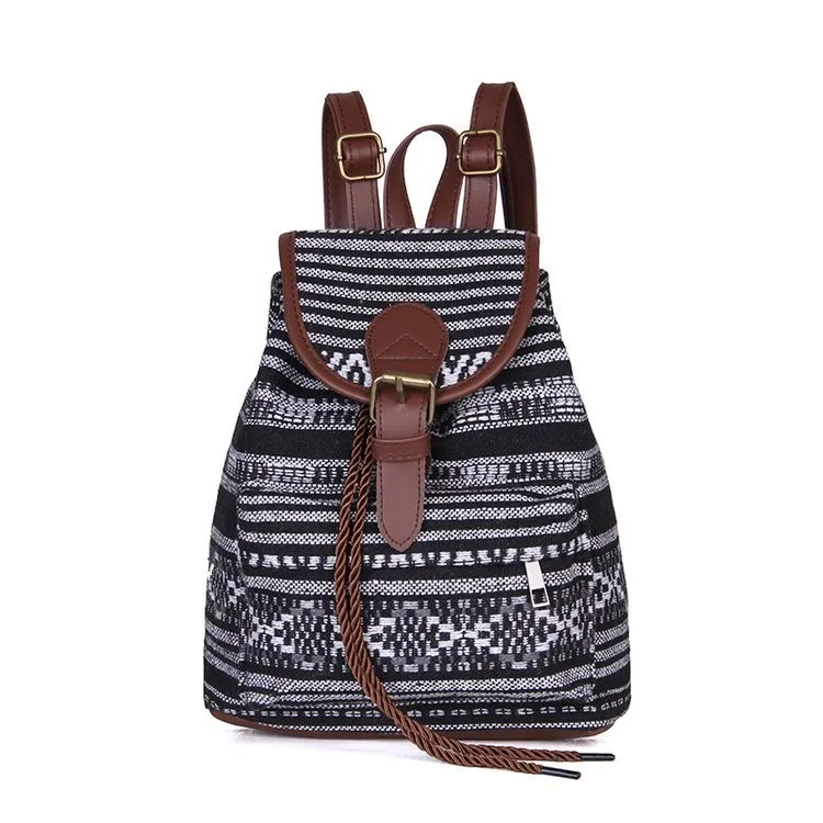 School bag Canvas Ethnic Women\'s Backpack Casual Drawstring Bucket Bag Fashion Backpack school Plecaki Dla Dzieci School Bags