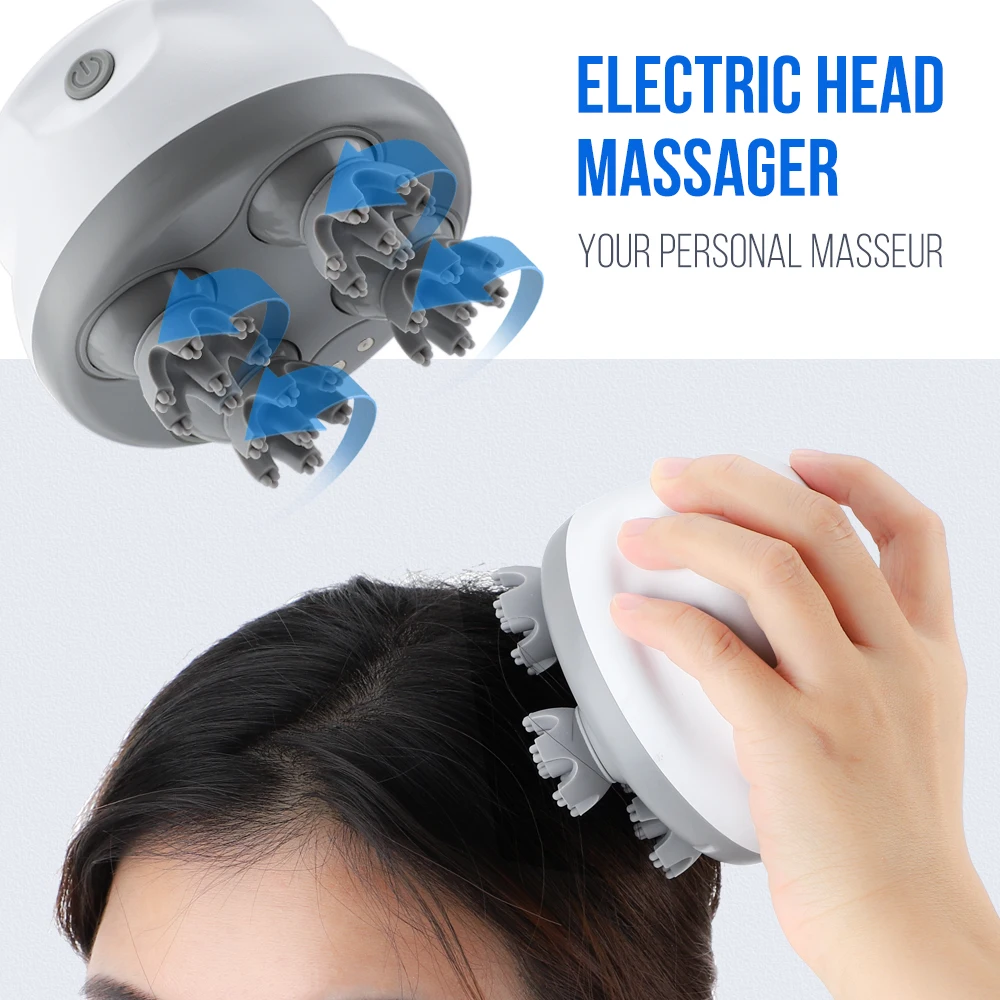 Electric Head Massager Kneading Massage 4 Modes Mini Bionic Scalp Massage Device Prevent Hair Loss Relieve Stress Relax Dropship