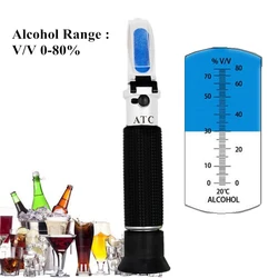 Refractometer Beer Wine Alcohol Meter 0-80% Brix Wort ATC Handheld Tool Hydrometer Concentration Spirits Tester Refractometer