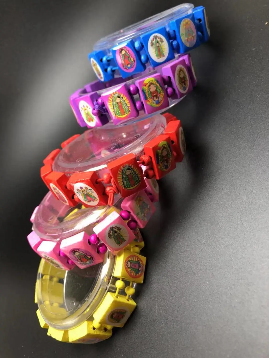 10PCS/pack colorful icon wooden religious Guadalupe rosary bracelet