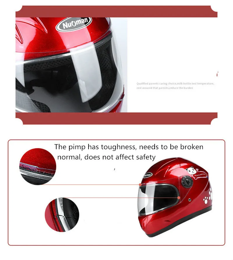 50 To 54 Cm Motorcycle Scooter Cute Personality Kid Child Helmet 6-10 Years Children Red Yellow Blue Safty Moto Bicycle Helmets