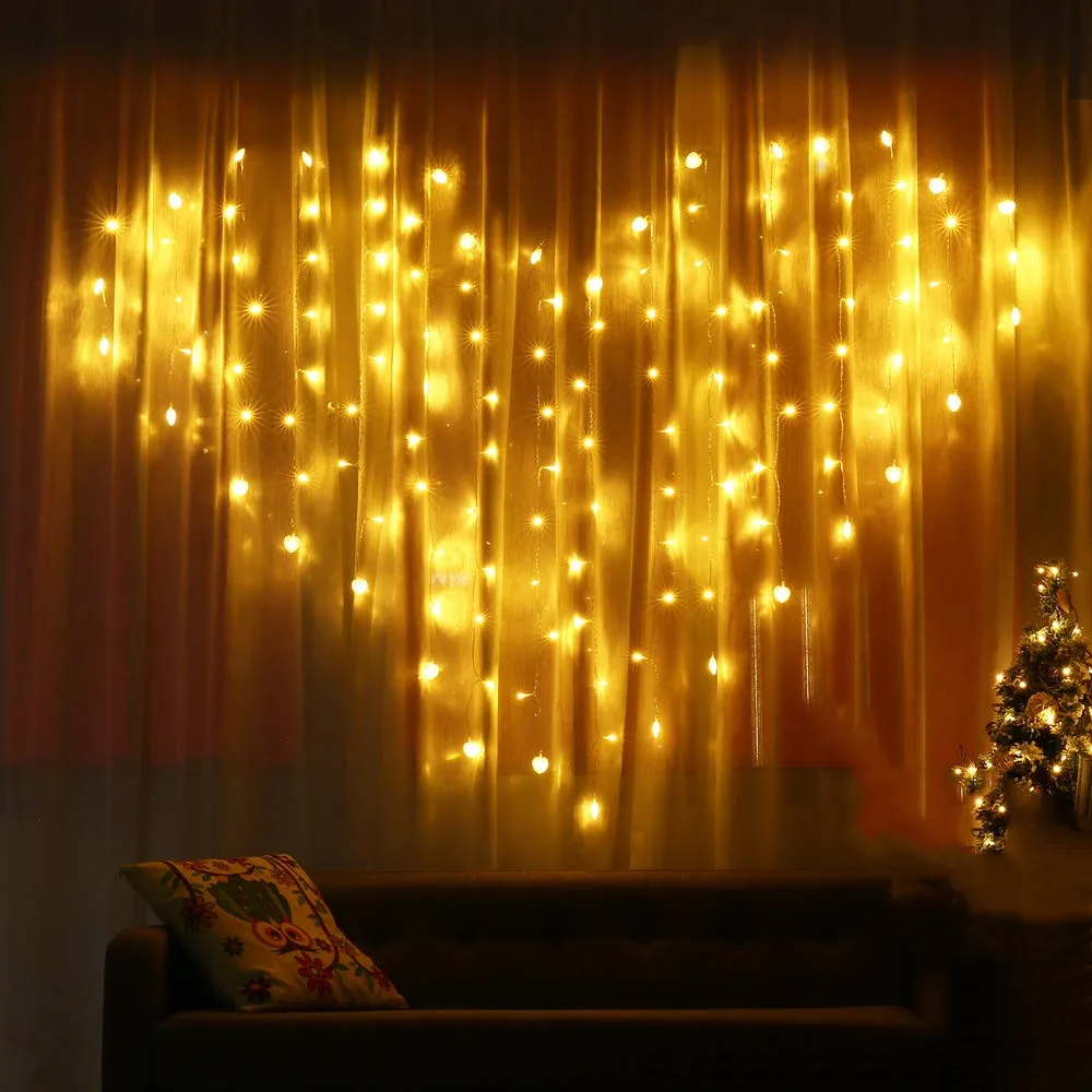 2x1.5M 128 LED Starry Heart Shape LED Christmas Fairy LED String Light Wedding Love Icicle Curtain Fairy Light Holiday Garland